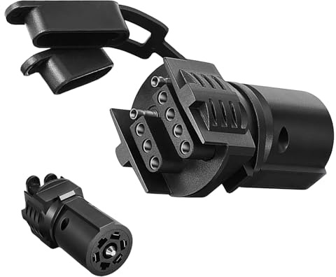 Bawkars 7 Pin to 4 Pin and 5 Pin Trailer Adapter, 7 Pin Car Trailer Tow Connector Replacement, 2-in-1 Design Vehicle Hitch Plug Adaptor, Universal Waterproof Connector for Most Cars (Black)