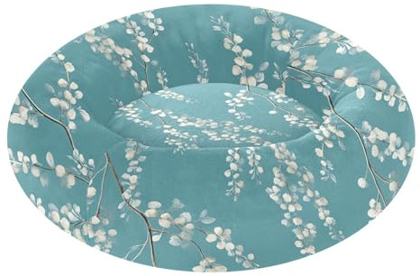 Dog & Cat Bed Willow Tree PatternRound Dog Bed Washable Calming Pet Bed with Anti-Slip Bottom for Small Pet,M