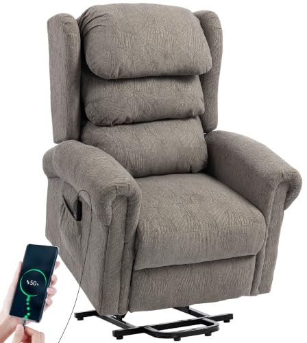 HOMCOM Riser Recliner Chair for Elderly Electric Power Lift Chair Dark Grey | Velvet, Layered Padded Backrest, Wide Seat, USB Port, Remote, Side Pockets, Living Room