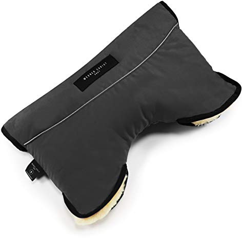 Manoplas, Calentador de Manos Impermeable para mango de Carrito de bebé o Silla de paseo de Piel de Cordero 100% Natural y Medicinal de CHRIST – Guantes para proteger del frío en Invierno, gris stone
