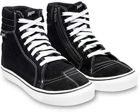 BROGER California Motorradschuhe | Leder | SAS-TEC Knöchelschutz | Verstärkte Fersen und Zehen | Doppel- und Dreifachstiche | Langer Reißverschluss
