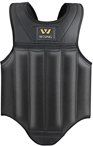 Wesing Martial Arts Muay Thai Boxing Chest Protector MMA Sanda Chest Guard (Black, S)