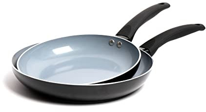 MasterClass Ceramic Non-Stick Eco Frypan Set, Includes 2 Frying Pans Sized 24cm and 28cm
