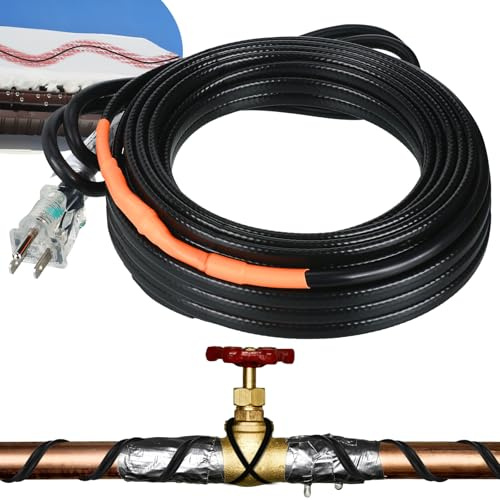 Kingdder Heat Tape for Water Pipes, Roof Snow Deicing Heating Cable, Self Regulating Temperature for Pipe Freeze Protection 120V 7.5Watts/Ft(1 Pc,125 Ft)