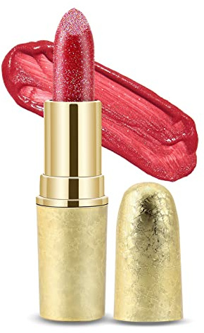 Boobeen Glitter Lipstick Balsamo idratante per labbra scintillante Colore labbra antiaderente Formula altamente pigmentata che dona una finitura metallica al trucco labbra per donne e ragazze