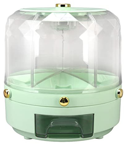 Aufbewahrungsbehälter für Reis und Getreide, 6 Kg Fassungsvermögen, Reisspender mit 6 Fächern, um 360° Drehbarer Frischhaltebehälter, Trockenfutter-Aufbewahrungsbox mit Einem Klick,(Grün)