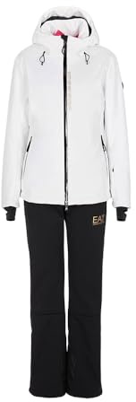 Emporio Armani EA7 Technischer Skianzug für Damen, gepolstert, 3-teilig (Jacke, Hose, Weste) – 6RTV01 (M, Weiß/Schwarz/Fuchsia), fuchsia, M
