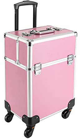 DSYOGX Valigetta cosmetica trolley con ruote girevoli e manico retrattile, grande valigetta da parrucchiere, per trucchi, parrucchieri, chiisti e estetiste, rosa., Modernità