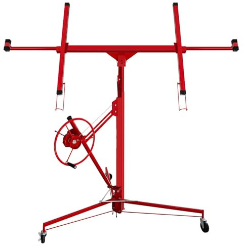 Ansobea Lève-plaque XXL pour plaques de plâtre réglable en hauteur, hauteur de travail 140 à 350 cm, largeur maximale du bras de charge de 290 cm, capacité de charge jusqu'à 68 kg