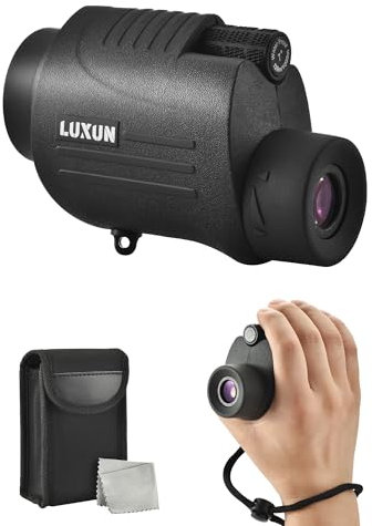 LUXUN Monokular 8x30 Fernglas Mini Monokular, IPX7 Wasserdicht, BaK-4 Glas und Mehrschichtvergütung, inklusive Handschlaufe und Transporttasche, schwarz
