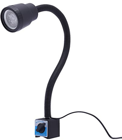 Lampada da tornio CNC da 5 W, 220 V, con base magnetica, lampada da lavoro a LED flessibile a collo di cigno a 360°, luce gialla e bianca regolabile