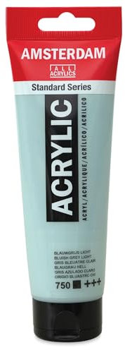 Amsterdam Pintura acrílica Standard Series Gris azulado claro 750 - Tubo de 120 ml, opaca, alta resistencia a la luz, acabado satinado suave, duradera y flexible, versátil para diversas superficies