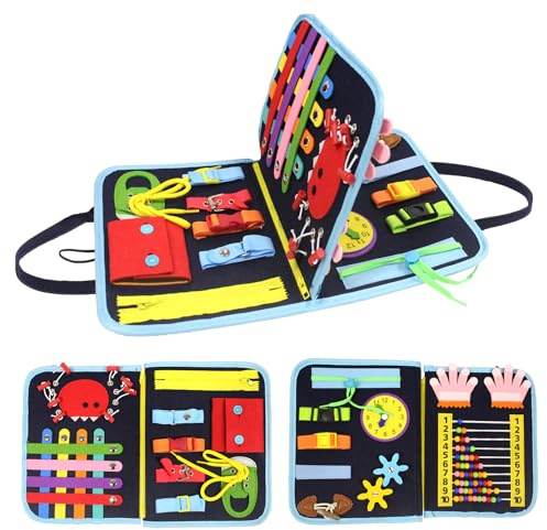 Couverture Sensorielle pour Seniors avec Activités, Jeu Sensoriel Autisme et Mémoire, Cadeau Personne Âgée EHPAD, Peluche Sensorielle Apaisante, Format Portable avec Poignée