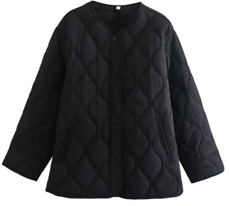 NSICBMNO Black Quilted Jacket Womens Cropped Puffer Jacket Hooded Padded Jackets Ladies Short Winter Coats Full Zip Lightweight Puffer Jackets Cotton Cycling Sports Outerwear