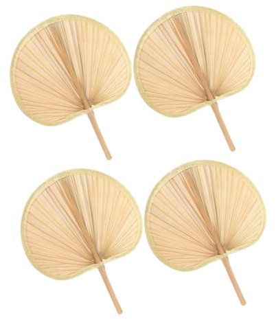 Cabilock 4pezzi Ventilatore Intrecciato a Mano in Foglia Naturale Tropicale in Rafia Accessorio Decorativo Artigianale per Feste all Aperto e Picnic