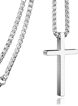 Korskedja herr, ovikta längd (31 cm/78,74 tum), rostfritt stål kors halsband, korshänge, korskedja, en fashionabel stil kors halsband män halsband gåva (svart), 1, 1, 1