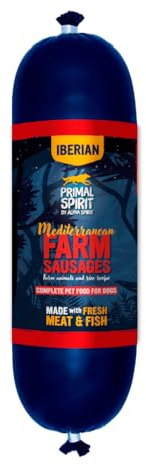 Primal Spirit Iberian Mediterranean Farm Complete Wet Sausage for Adult Dogs (1kg) | Multi-Protein | Gluten Free | High Nutritional Values | Suitable For All Dog Breeds