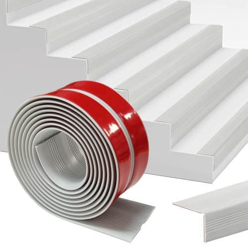 Stair Nosing Profile, Self-Adhesive 2 m, Stair Edge Profile, Non-Slip Stair Steps, PVC Edge Strips, Stair Profile Edge Protection, Grey (60 mm)
