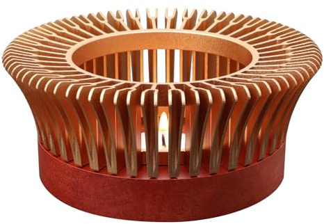 Tea Warmer with Magnolia Flower Design, JUKFITA Golden Aluminum Alloy & Wood Teapot Warmer, Short