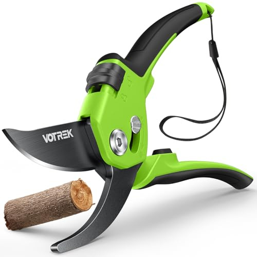 VOTREK Cesoie da Potatura Bypass Pro 21,5 cm – Per Mani Deboli con Regolazione Continua, Lame SK5 & Molla Sigillata. Le Forbici da Giardinaggio Professionali per Rose, Frutteti –Regalo