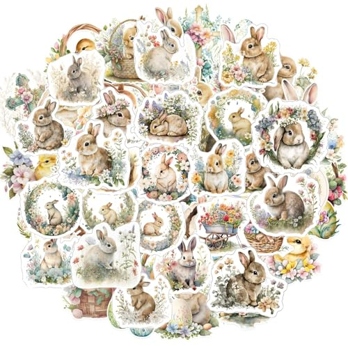 BelleFlair 100 Piezas Conjunto de Pegatinas de Conejo de Pascua, Pegatinas de Conejo de Pascua Vintage para Niños y Adultos, Pegatinas de Pascua para Manualidades, Scrapbooking, Diario de Chatarra,