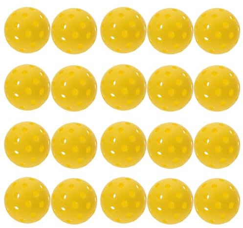 VINTORKY 20 Pelotas de práctica de Pickleball con 40 Agujeros, 74 mm, Huecas, con Flujo de Aire, para Entrenamiento en Interiores, con golpeo silencioso, Color Amarillo.