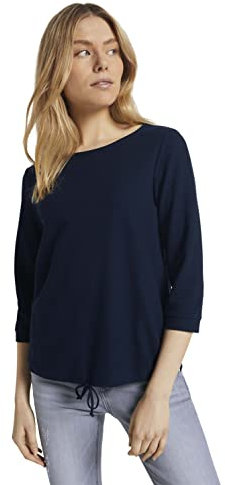 TOM TAILOR Damen Longsleeve mit Schleifen-Detail am Saum