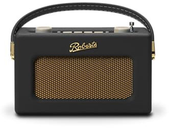 Roberts Radio Revival Uno BT - Radio portátil compacta con Dab-FM, Bluetooth, diseño Vintage, Entrada Auxiliar, Salida de Auriculares, alarmas, garantía de 2 años, Color Negro