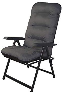 Bjird 4X Stuhlauflagen für Gartenmöbel Sitzpolster für Hochlehner Gartenmöbelauflagen, Chair, Gartenstuhl-Auflage - 120 x 48 x 7 cm - Grau/Graphit - 4 Stück