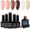 Eodci Gel Nagellack Set, 6 Farben Nude Rosa Gel Nagellack, Hauttöne, Neutrales Braun Soak Off UV Starter Nagel Set, Maniküre für Beauty Geschenksets