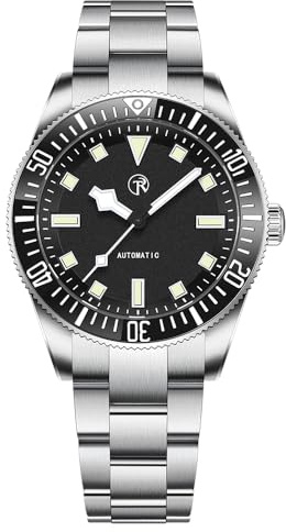 RollsTimi Orologio subacqueo meccanico automatico da uomo 40 mm in acciaio inossidabile resistente all'acqua 100M, lume C3, lunetta in ceramica, quadrante in vetro sintetico zaffiro