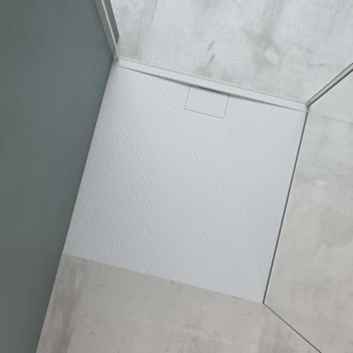 Mai & Mai Duschtasse Duschwanne aus Mineralguss BxTxH: 100x100x3 cm Mineralgusswanne in Weiß DIN-Anschlüsse Geoma07