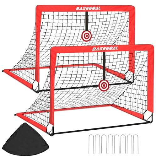 BaseGoal 2 en 1 Portería de Fútbol para Jardín 120x90cm con Centro de Tiro