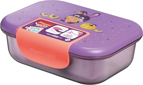 MAPED - Boîte Repas Ecozen 900ml Lapin - Hermétique et Durable - Ouverture Facile avec Clip Fluo - Passe au Micro-Ondes et Lave-Vaisselle - Matériau biosourcé, Violet