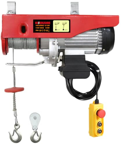 KOERZORE 440 Lbs Electric Hoist Winch with 14 ft Wired Control - 110V Electric Winch with 40ft Lift Height for Garage, Warehouse, ATV, Engine Hoisting, Furniture & Drywall Lifting
