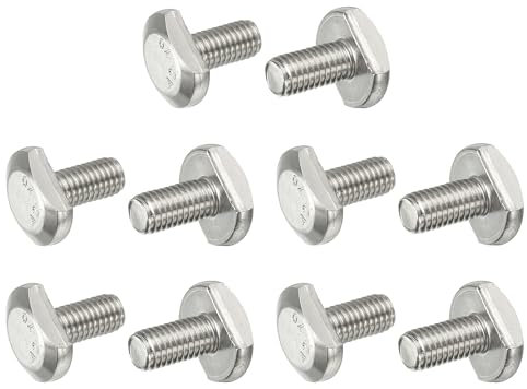 PATIKIL Tornillos De Ranura En T M8 X 16 Mm, 10 Pcs 304 Acero Inoxidable Tornillo De Inserción En T Pernos Deslizantes Roscado Métrico Cabeza De Martillo Para Riel En T, Plateado