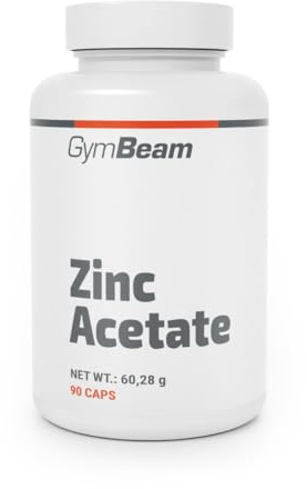 GymBeam Zinkacetat (Kapseln) - Unterstützten Testosteron & Fruchtbarkeit, Haut & Proteinsynthese, bioverfügbar, vegan, Gluten- & Laktosefrei, 90 Kapseln