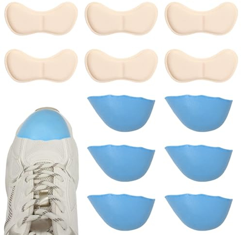 VEGCOO 3 Paia Riempitivi Scarpe Unisex Grandi Inserti Regolabili e 3 Paia Cuscini per Tallone Pad Heel, Riduttore Misura Scarpe per Tacchi, Sportive e Scarpes Quotidiane