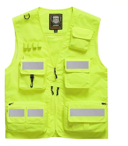 Zymjzbetic Gilet di Sicurezza Gilet di Sicurezza da Uomo, Abbigliamento Lavoro, Multitasche, Fotografia, Escursionismo, Pesca, Maglia Traspirante, Alta visibilità(Color 49,7XL)