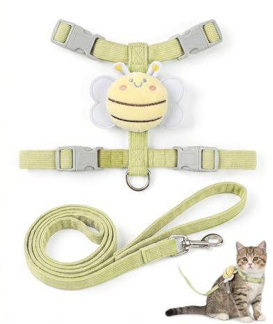HAPZUR Arnés para Gato Mediano (M) Verde Antiescape con Correa para Caminar - Ajustable, Transpirable y Ultraligero para Máxima Seguridad en Paseos