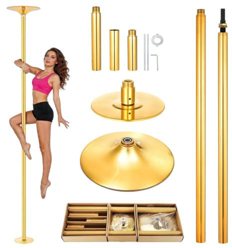 Poledance Barre de pole dance professionnelle, réglable en hauteur 223-280 cm, statique et rotative, avec rallonge, acier chromé, capacité de charge 200 kg, pour pole dance, gymnastique, fitness