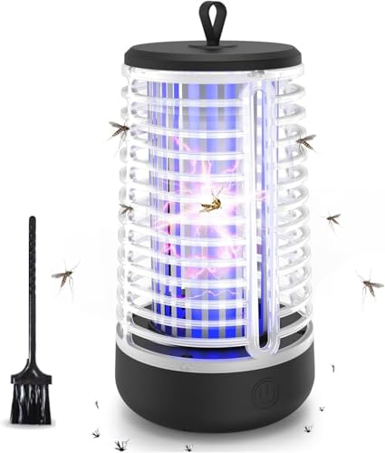 Lámpara Antimosquitos Eléctrico, Exterior lampara Antimosquitos Anti Mosquitos Control de Plagas para Patio Trasero Camping, Repelente de Insectos Interior, 20W 2000V Recargable Matar (Blanco)