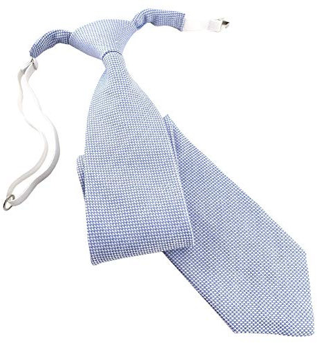 TigerTie Kinderkrawatte Pique in blau-weiss gemustert - vorgebunden mit Gummizug