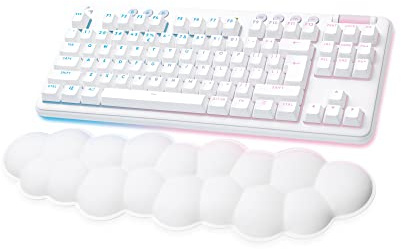 Logitech G G715 Tastiera Gaming Wireless con Luce RGB LIGHTSYNC, Velocità Della LUCE, Tactile Switch (Marrone GX) e Supporto Per Tastiera, Compatibile con PC e Mac, US INT'L QWERTY - Bianco