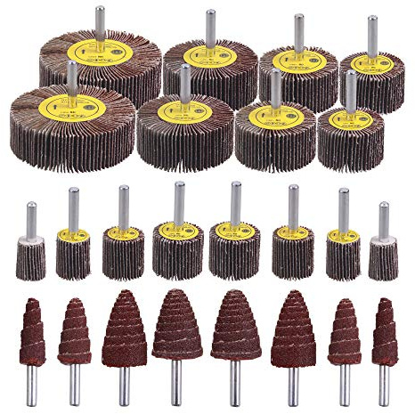 Mixiflor 24 Pcs Abrasive Flap Wheel Sander Set, 80 Grit Aluminum Oxide Sanding Flap Wheel, 1/4 Shank Flap Wheel Sander for Drill, Die Grinder Flap Wheel for Remove Rust