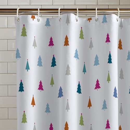 Catherine Lansfield Christmas Tree 180x180cm Shower Curtain White