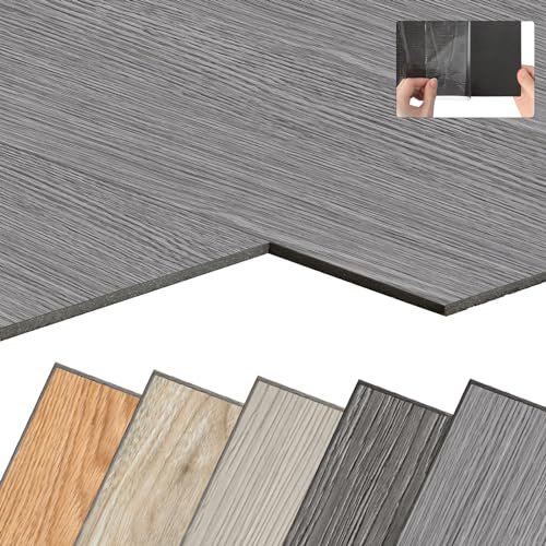 YARDIN Suelo de PVC autoadhesivo con aspecto de madera, 72 unidades, 10,04 m², baldosas de vinilo, autoadhesivas, suelo de PVC, antideslizantes, impermeables, ignífugas, roble gris