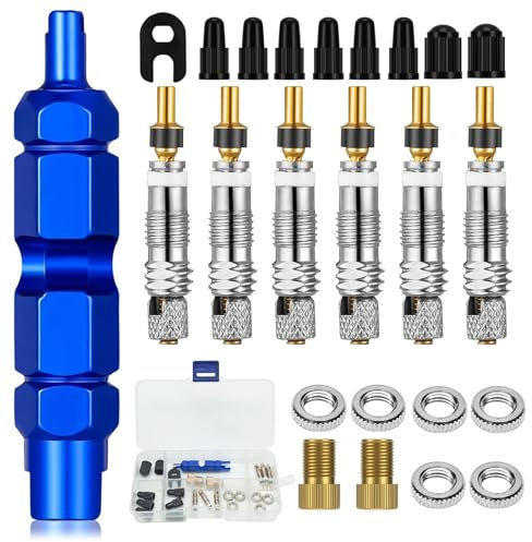 ZUOQIANG 24 Stück Ventiladapter Französisches Ventil, Fahrradventil Französisch, Fahrradventil Adapter Set, Fahrrad Ventile Ventilschlüssel Ventilkappen für Fahrräder und Mountainbikes