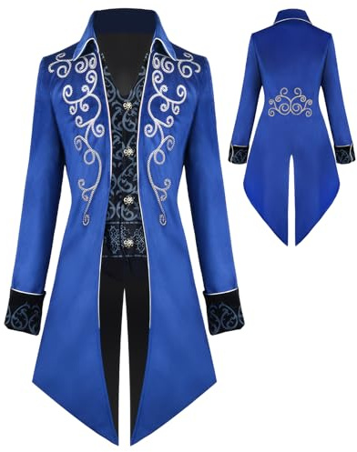 YQVGFBY Veste de frack vintage steampunk pour homme, manteau gothique, costume de carnaval, vêtements médiévaux pour homme, costume d'Halloween
