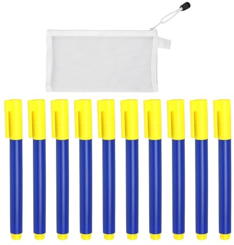 10 Blue Pens for Checking Money and 1 White Pen Bag, Banknote Validator, Transparent Mesh Pen Bag, Large Capacity Pen Bag